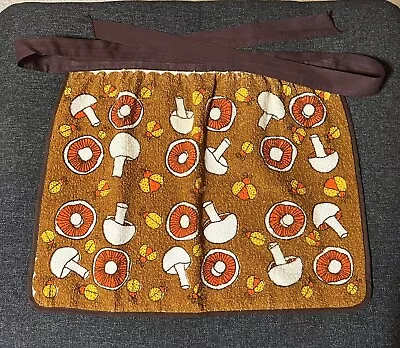 Vintage Mushroom & Ladybug Terry Cloth Towel Kitchen Half Apron Retro Mod 70’s • $18