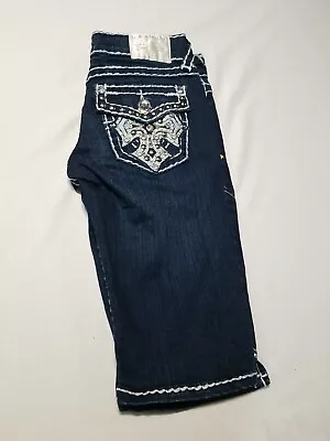 LA Idol USA Juniors Denim Shorts Size 3 New Tags Womens Silver Rhinestones Bling • $10.99