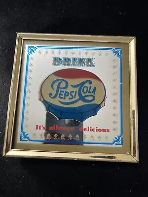 VTG Carnival Prize SMALL Bottlecap Pepsi-Cola It's Always Delicious Mirror Sign  • $20