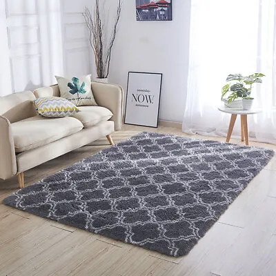 Shaggy Area Rug Living Room Carpet Artificial Wool Bedroom Mat Anti-slip Pad UK • £10.99