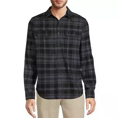 George Men's Long Sleeve Flannel Shirt Size XL (46-48) Color Black Soot Plaid • $19.99