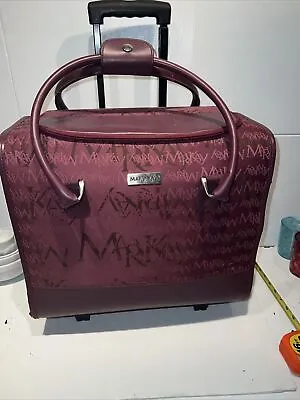 MaryKay Large Logo Adjustable Rolling Makeup Travel Luggage Bag Plum Maroon • $57.38