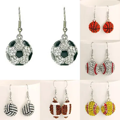 Women 925 Silver Football Basketball Drop Earrings Cubic Zirconia Party Jewelry • $2.43