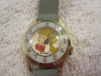 ❤ As Is Vintage 1963 Barbie Swiss Made Mechanical Watch Bezel & Mtchng Band 3pt8 • $14.99