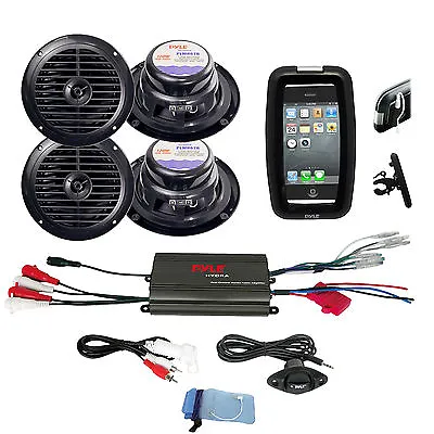 New Bike ATV Outdoor Use 6.5  Speakers 800W 4CH IPod Input AmplifierPhone Case • $129.49