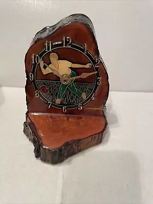 Vintage Bowling Clock Wood Resin Desk Clock Theme Epoxy Coated Works • $29.88