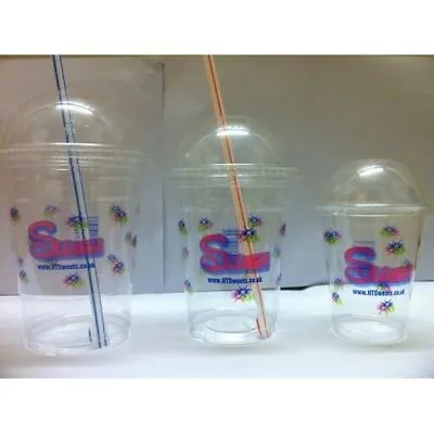 Disposable Plastic Smoothie Milkshake Cups + Lids 7oz 10oz 12oz 16oz Reusable • £11.49