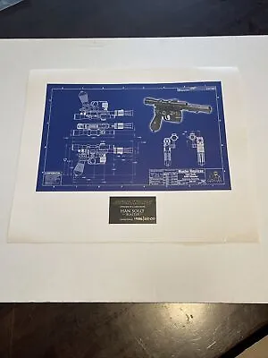 Rare Master Replica Han Solo Blaster Blueprint Lithograph 1985/5000 • $58