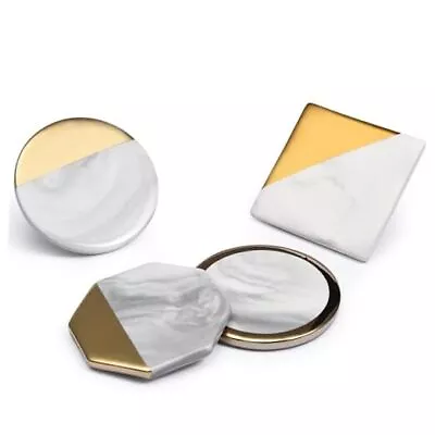 Marble Coasters For Drinks Gold Coasters Set Of 6 - Modern Coasters For  • $15.36