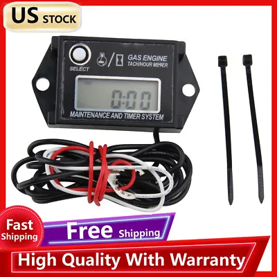 Digital Hour Meter Tachometer For Lawn Mower Tractor Generator Marine Outboard • $21.89