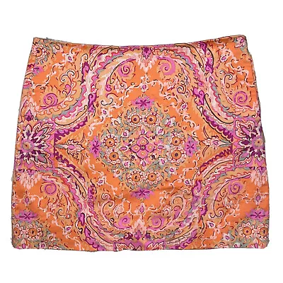 J. CREW Mini Skirt Size 4 Pink Orange Lined Floral Paisley Exposed Zipper • $15