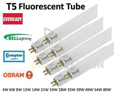  T5 Fluorescent Tube Light Bulbs Branded High-Efficiency Various Watts Available • £49.99
