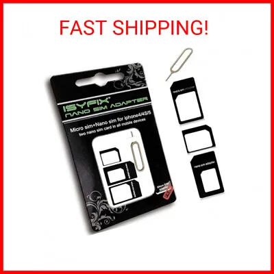 ISYFIX Sim Card Adapter Nano Micro - Standard 4 In 1 Converter Kit With Steel Tr • $10.05