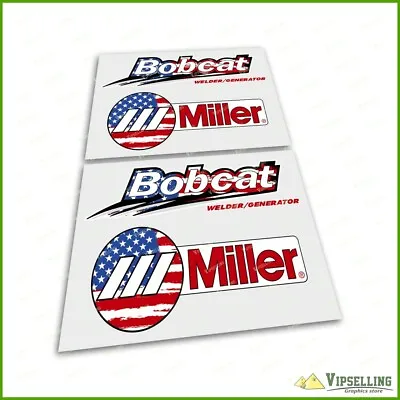 Patriotic USA Flag Miller Welder Generator Bobcat Laminated Decals Stickers Set • $25.70