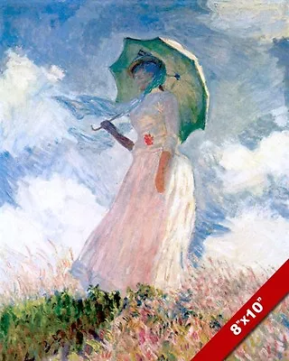 Claude Monet Beautiful Young Woman & Umbrella Painting Art Real Canvas Print • $14.99