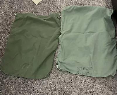 Two Vintage Military Army Barracks Green  Laundry Bags W/ Drawstring • $12