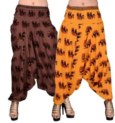 Harem Trousers Hippie Yoga Cotton Rayon Elephant Print Alibaba Boho Aladdin Pant • £9.99