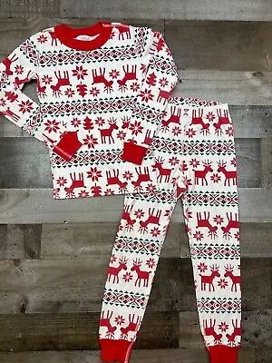 Hanna Andersson Youth 6-7 120cm Red Christmas Holiday Pjs 2 Piece Long Pajamas • $9.31