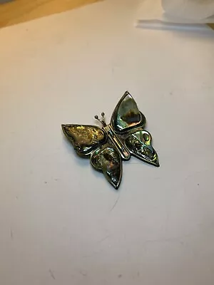 Vintage Alpaca Abalone Butterfly Pin Brooch Mexico • $17