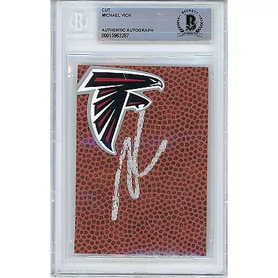 Michael Vick Auto Atlanta Falcons Signed Football Cut Virginia Tech Beckett Slab • $124.95