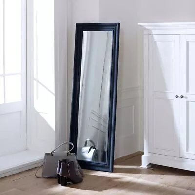 Tall Black Full Length Mirror Bathroom Bedroom Slim Wall Mounted Decor Modern • £57.95