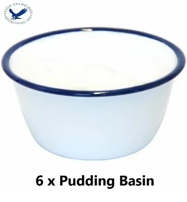 6 X Falcon Enamel Pudding Basin Traditional White 12cm Camping Caravan  • £21.99