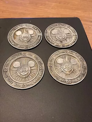 Mickey Mouse Disney World Pewter Coaster Vintage Made In USA Medallion Souvenir • $9.95