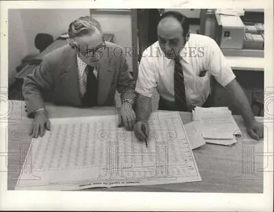 1975 Press Photo Men Look Over Voting Machine Report In Albany New York • $19.99