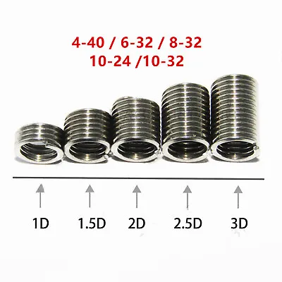 304 Stainless Helicoil Screws 4#-40 6#-32 8#-32 10#-24 Thread Inserts • $22.36