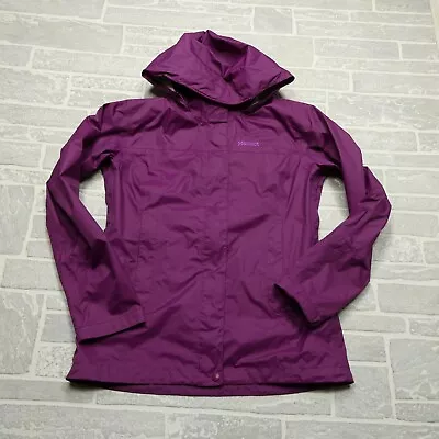 Marmot Rain Jacket Womens Medium Purple Full Zip Lightweight Hooded Packable • $47.44