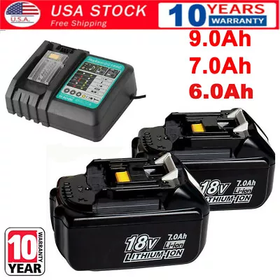 2PACK For Makita 18V 6.0Ah BL1860 LXT Lithium Ion Battery /Charger BL1830 BL1850 • $20.89