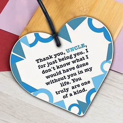 Novelty Uncle Gifts For Birthday Christmas Wooden Heart Plaque Best Uncle Gifts • £3.99