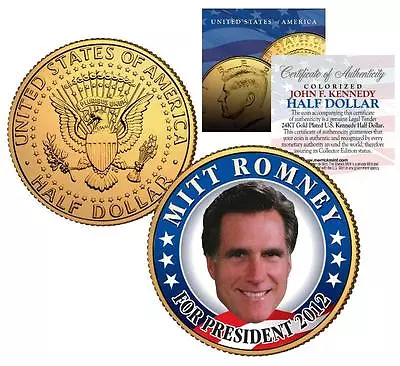 MITT ROMNEY  For President 2012  24K Gold Plated US Mint JFK Kennedy Half Dollar • $8.95