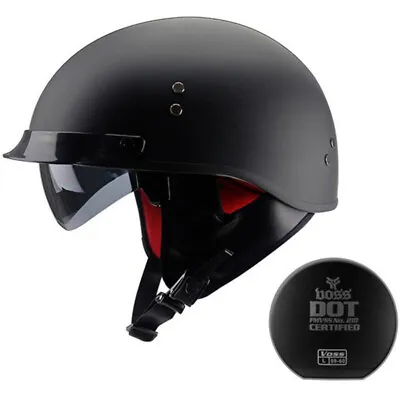 DOT Retro Motorcycle Helmets Half Open Face Helmet Scooter Integrated Sun Visor • $68.88