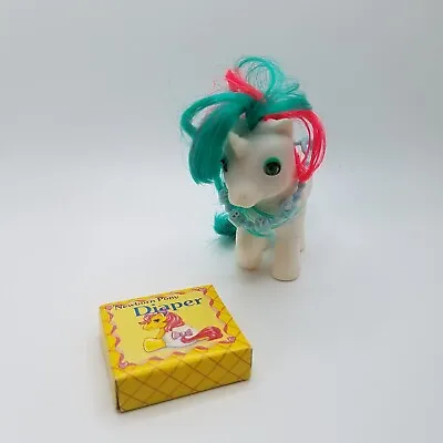 My Little Pony Baby Gusty Beddy-Bye Eyed Ponies G1 1986 With Diaper And Box • $17.01