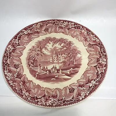 Masons Vista Pink Red Transfer Chop Plate HUGE Platter 15  Platter Antique • $70.40