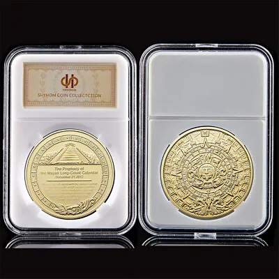 Mayan Gold Collectible Coin Mexico Azetc Culture Prophecy Calendar Gold Coin • $9