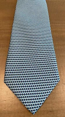 GORGEOUS Salvatore Ferragamo Mens Tie Blue 100% Silk Geometric Pattern- 59x3.25” • $71