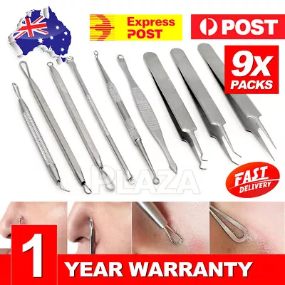 $8.95 • Buy 9pcs Blackhead Remover Extractor Tool Pimple Blemish Popper Comedone Kit Clip