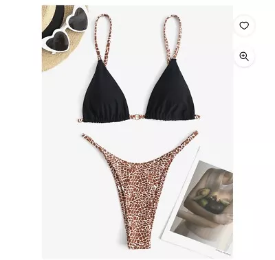 $4.90 • Buy ZAFUL For Women Swimsuit Zebra Leopard Giraffe Print High Leg Thong String Small