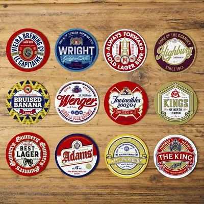 12 Arsenal Football Beer Mat Coasters Retro Gift Present Pack - New • £11.99
