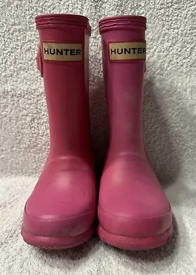 HUNTER Original Girls Rubber Wellington Boots - Pink - UK 7 - Infants - NICE • £10