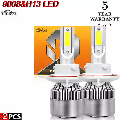 H13 9008 LED Headlight Bulbs Kit 10000W 1000000LM Hi/Lo Beam Super Bright White • $24.99