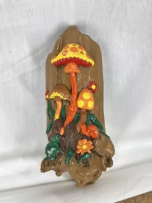  Vintage Plaster Mushroom Plaque Decorative  Wall  Art Hanging Colorful  Decor  • $25