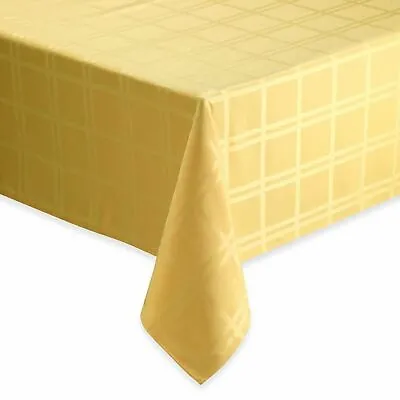 Origins Fabric Tablecloth Yellow 70 Rd Spill Leak Proof Easy Care Spring Summer • $29.50