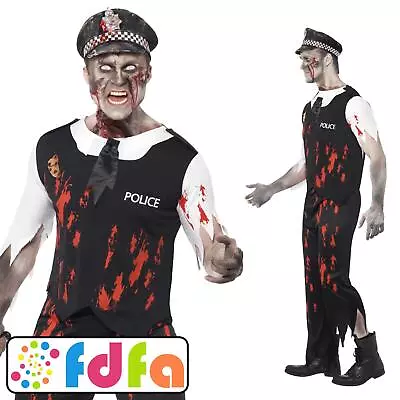 Smiffys Zombie Policeman Police Cop Halloween Adults Mens Fancy Dress Costume • £26.19