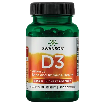 $11.63 • Buy Swanson Highest Potency Vitamin D-3 Softgels, 5,000 IU, 250 Count