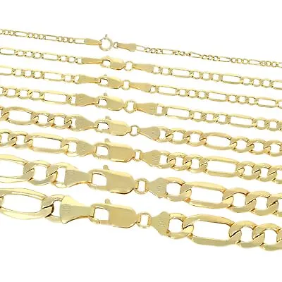 10K Yellow Gold Italian Figaro Chain Link Bracelet Mens Women 2mm-9mm 7  8  9  • $59.98