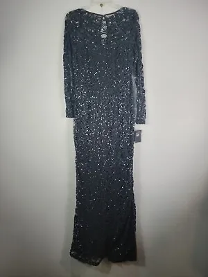 Marina Womens Dress Blue Gray Maxi Sequin Lace Formal Party Sz 12 New • $28.80