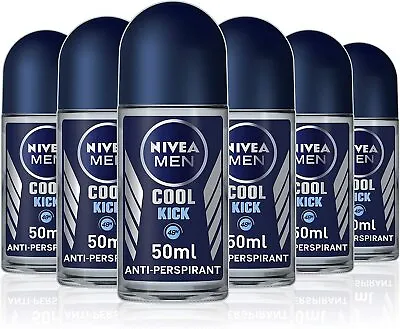 £7.63 • Buy NIVEA MEN Cool Kick Anti-Perspirant Deodorant Roll On Pack Of 6 (6 X 50 Ml),